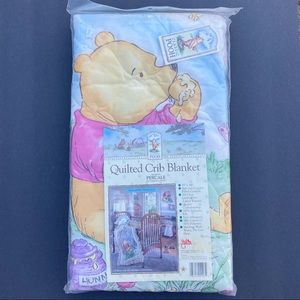 Winnie The Pooh Crib Blanket Red Calliope Quilted USA 35” x 44” Percale NIP NOS